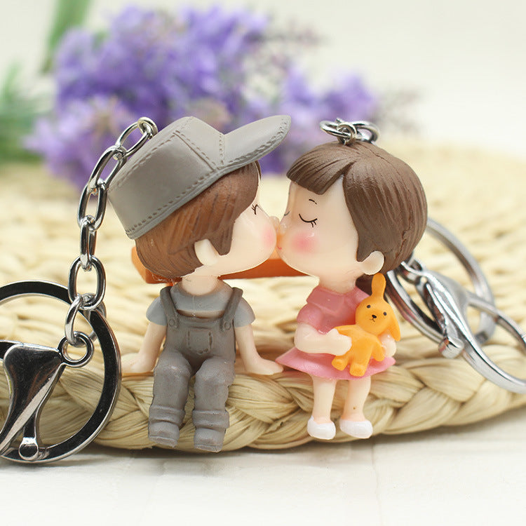 Adorable Couple Keychain – Cute Cartoon Doll Pair