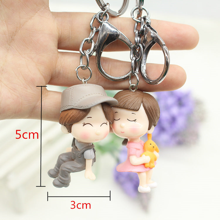 Adorable Couple Keychain – Cute Cartoon Doll Pair