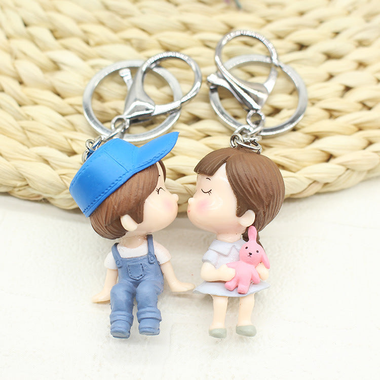 Adorable Couple Keychain – Cute Cartoon Doll Pair