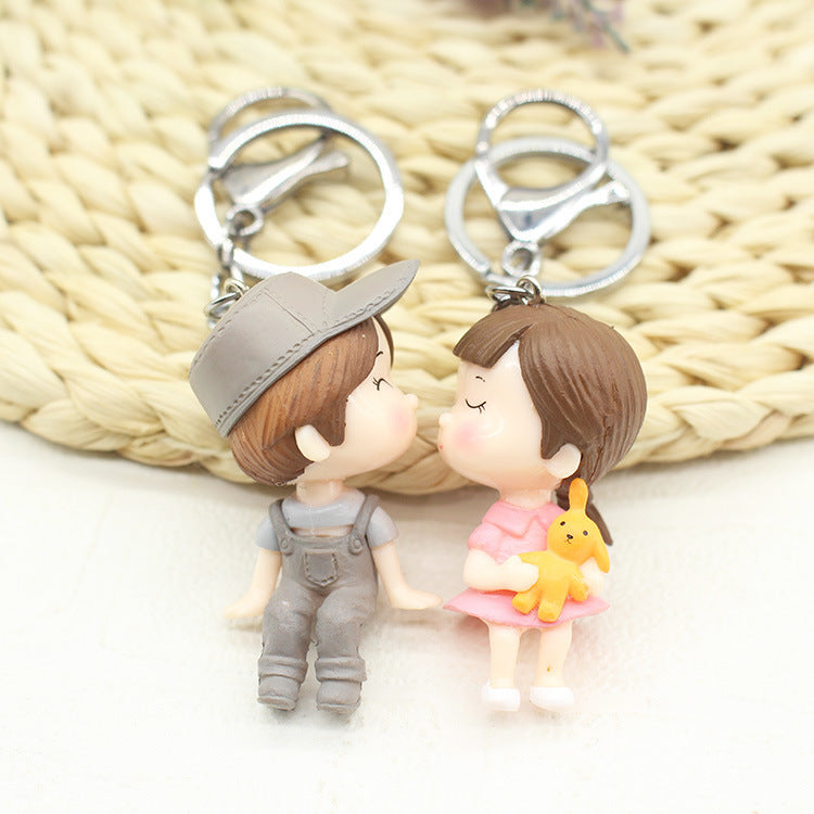 Adorable Couple Keychain – Cute Cartoon Doll Pair