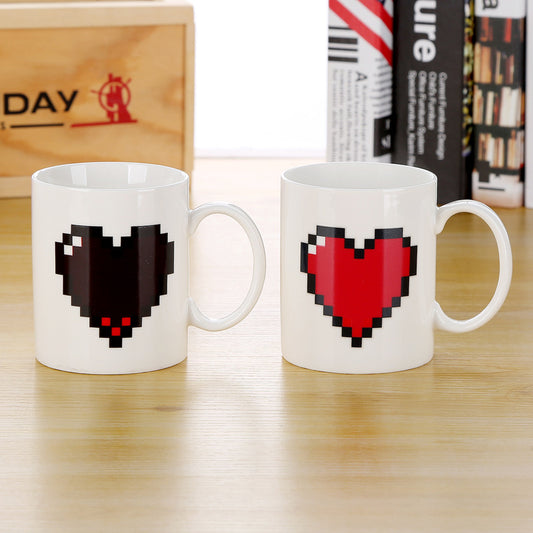 Pixel Heart Heat-Changing Mug – Color-Changing Design